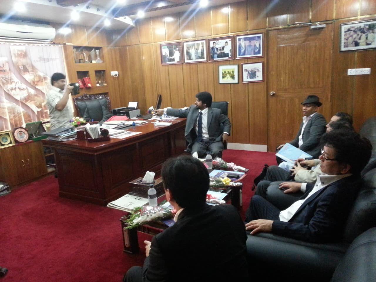 A visiting delegation meeting S. M. Zillur Rahman in his office